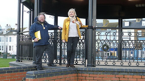 Cllr. Rick Blackwell (left), Liberal Democrat Councillor, Walmer Town Council & Penelope James (right) Liberal Democrat Parliamentary Candidate for Dover & Deal.